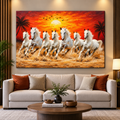 Seven White Horses Canvas Painting | Horse Wall Art