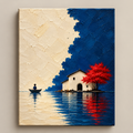 Crimson Serenity – Japanese Lake Canvas Art