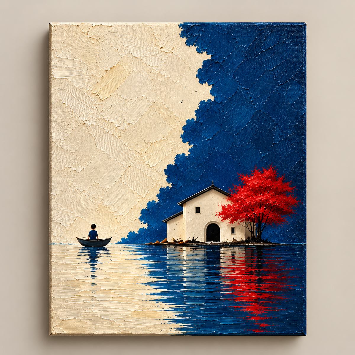 Crimson Serenity – Japanese Lake Canvas Art