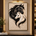Black & White Horse Wall Art | Premium 3D Canvas Painting