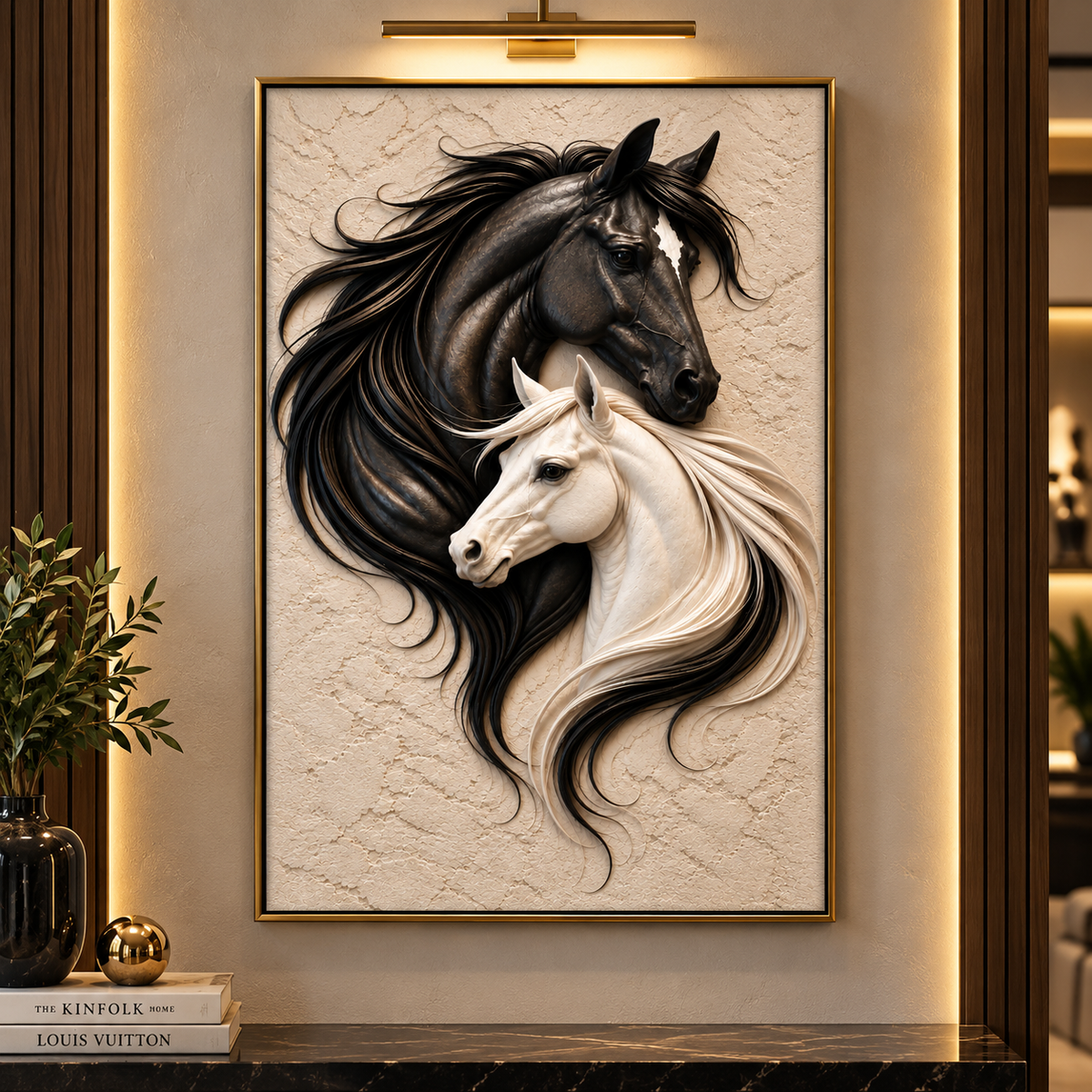 Black & White Horse Wall Art | Premium 3D Canvas Painting
