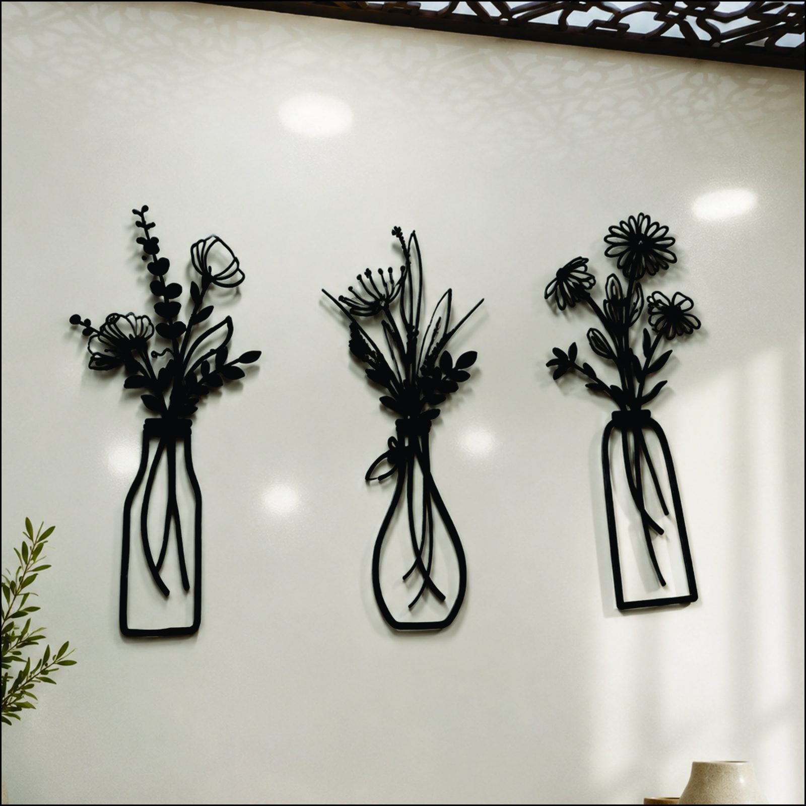 Minimal Vase MDF Wall Art (Set of 3)