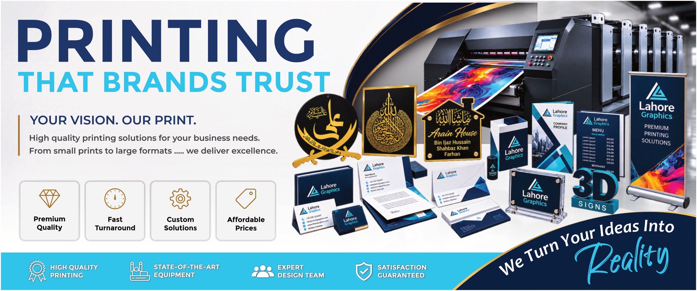 Lahore Graphics - Printing that brands trust. Premium quality, fast turnaround, custom solutions, affordable prices.