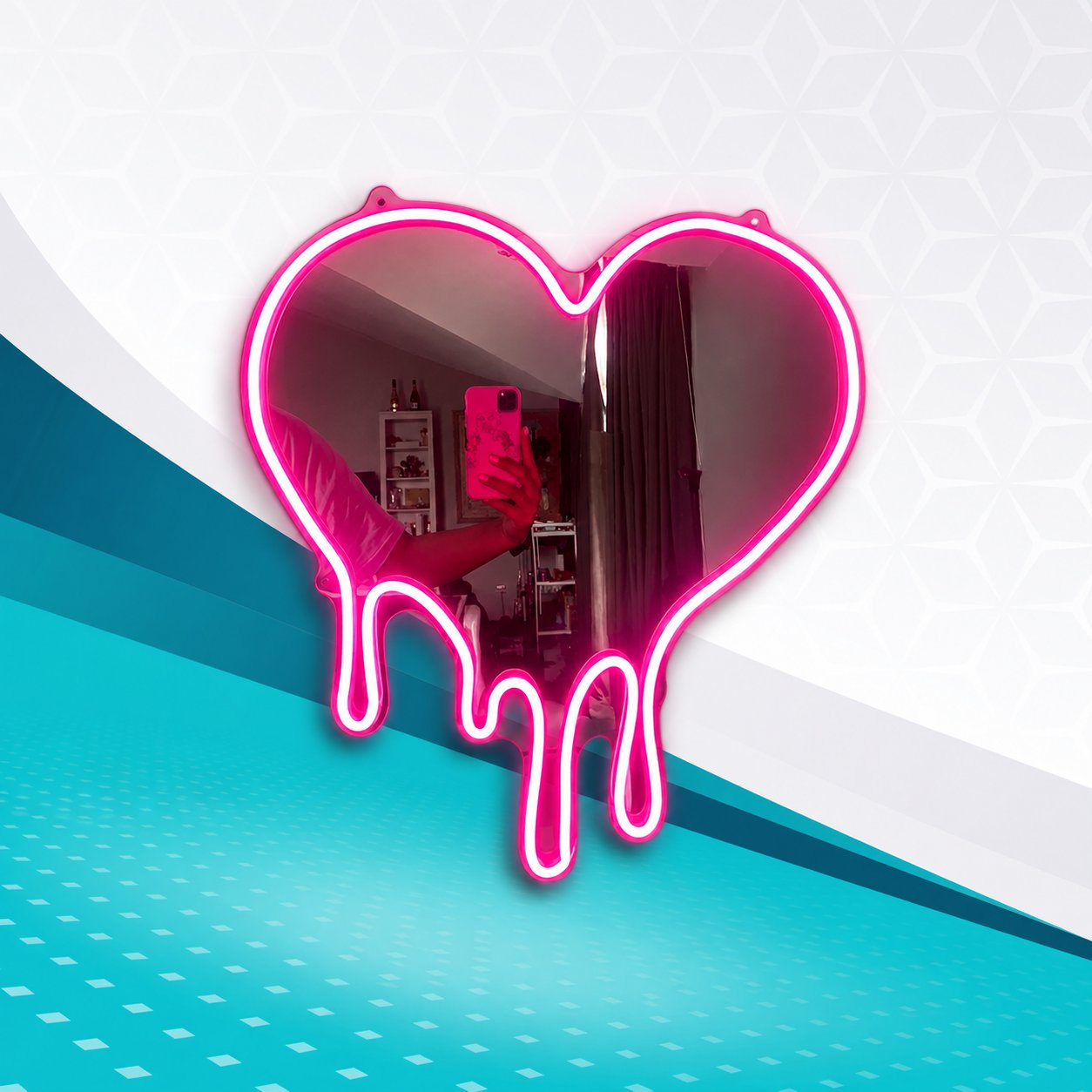 Melting Heart Mirror Neon Sign
