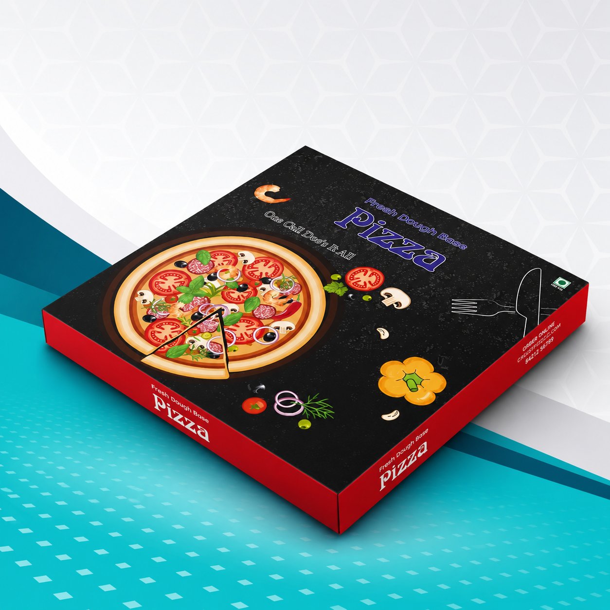 Pizza Box - Four Colour (Brown Kraft)
